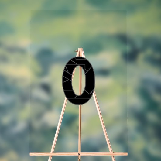 Het getal nul (0) in zwart acryl bord (Neutraal)