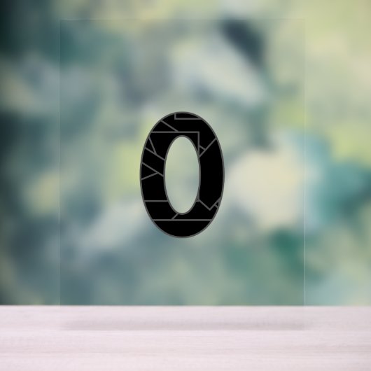 Het getal nul (0) in zwart acryl bord (Neutraal)