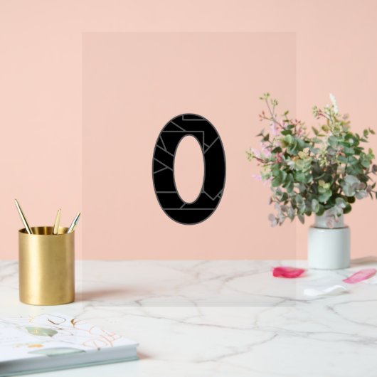 Het getal nul (0) in zwart acryl bord (Huwelijk)