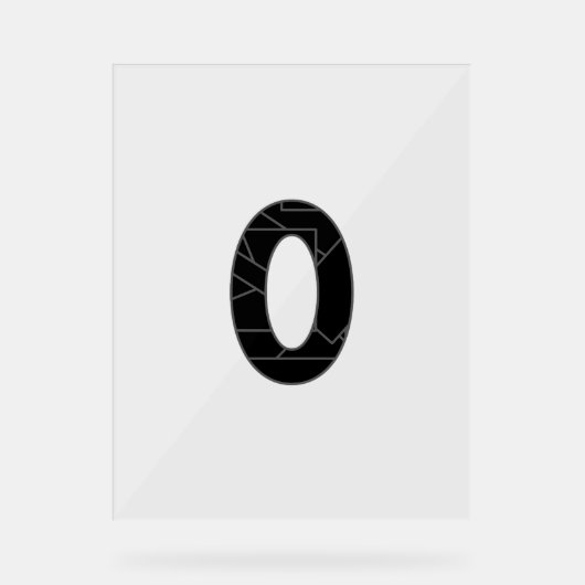 Het getal nul (0) in zwart acryl bord (Voorkant)