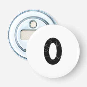 Het getal nul (0) in zwart button flesopener