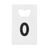 Het getal nul (0) in zwart creditkaart flessenopener (Voorkant)