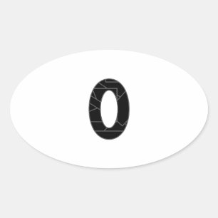 Het getal nul (0) in zwart ovale sticker