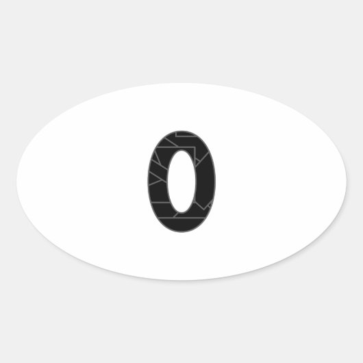 Het getal nul (0) in zwart ovale sticker (Voorkant)