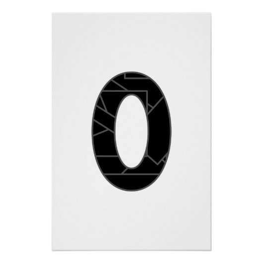 Het getal nul (0) in zwart perfect poster (Voorkant)
