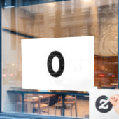 Het getal nul (0) in zwart raamsticker (Cafe Raam)