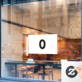 Het getal nul (0) in zwart raamsticker (Cafe Raam)