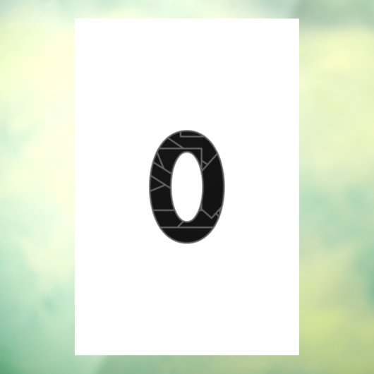 Het getal nul (0) in zwart raamsticker (Vel 3)