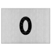 Het getal nul (0) in zwart snijplank (Voorkant)