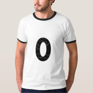 Het getal nul (0) in zwart t-shirt