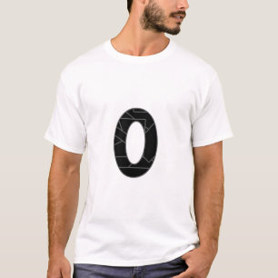 Het getal nul (0) in zwart t-shirt