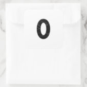 Het getal nul (0) in zwart vierkante sticker (Tas)