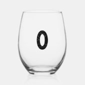 Het getal nul (0) in zwart wijnglas zonder voet (Voorkant)