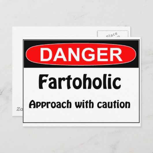 Het Gevaar Fartoholic van Farting Briefkaart (Voorkant / Achterkant)