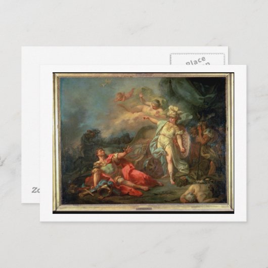 Het gevecht tussen Mars en Minerva, 1771 (olie op Briefkaart (Voorkant / Achterkant)