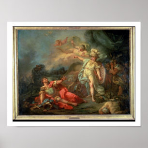 Het gevecht tussen Mars en Minerva, 1771 (olie op Poster
