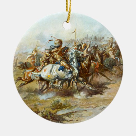 Het gevecht van Charles Marion Russell Keramisch Ornament (Voorkant)
