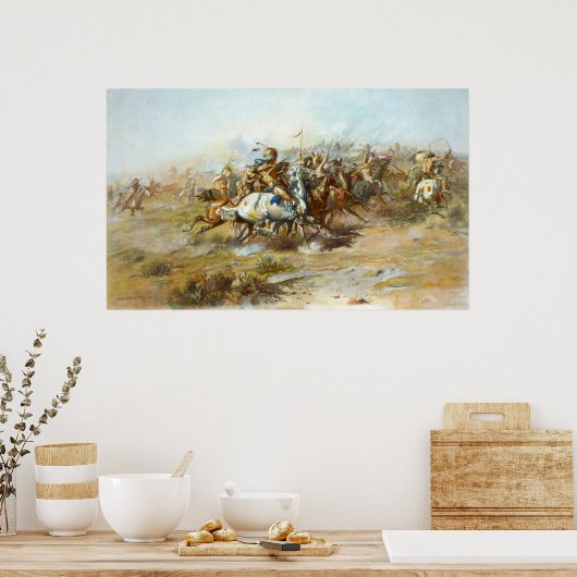 Het gevecht van Charles Marion Russell Poster (Keuken)