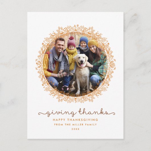 Het geven van Bedankt Krans Thanksgiving Foto Brie Briefkaart (Voorkant)