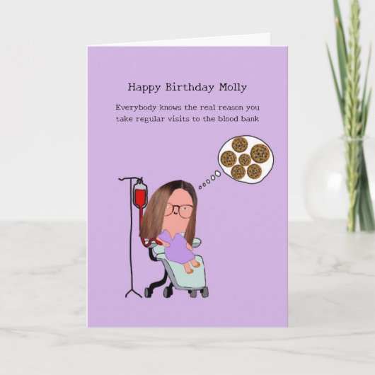 Het geven van bloed grappige verjaardag kaart (Voorkant)