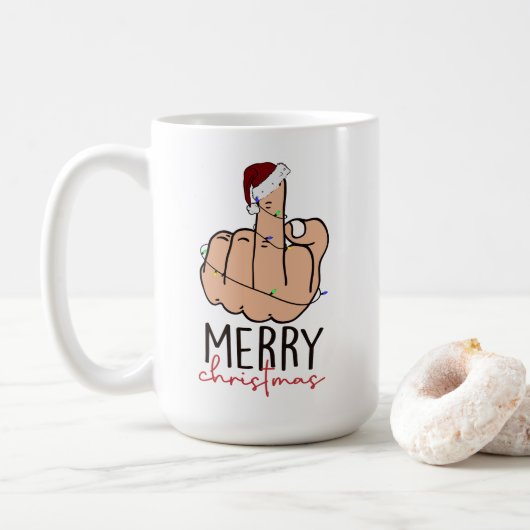 Het geven van de Vinger Santa Hat Kerstmis Koffiemok (Met donut)