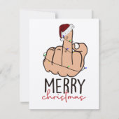 Het geven van de Vinger Santa Hat Kerstmis Notitiekaartje (Voorkant)