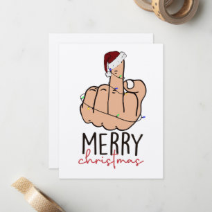 Het geven van de Vinger Santa Hat Kerstmis Notitiekaartje