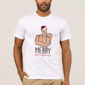 Het geven van de Vinger Santa Hat Kerstmis T-shirt (Voorkant)