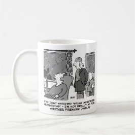 Het geven van het Vuurwerk Vertoning een Miss Koffiemok