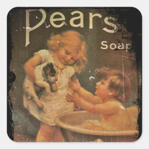 Het geven van Puppy een Bath van Pars Soap Vierkante Sticker