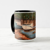 Het Geviste dorp originele handgeschilderde kunstw Mok (Voorkant links)