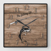 Het Geviste leven met de visstaaflijn Hook Vierkante Klok (Voorkant)