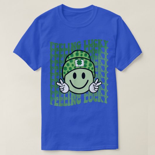 Het gevoel Lucky Smile Face Shamrock St Patrick's T-shirt (Design voorkant)