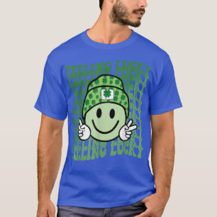 Het gevoel Lucky Smile Face Shamrock St Patrick's T-shirt