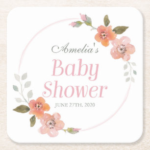Het gevoelige BloemenBaby shower van de Waterverf Kartonnen Onderzetters
