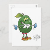 Het gewicht tilt Avocado op een briefkaart. Briefkaart (Voorkant / Achterkant)