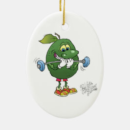 Het gewicht tilt Avocado op een decoratie. Keramisch Ornament