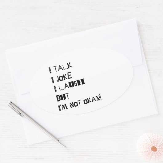 Het gewicht van het lachen - Geestelijke gezondhei Ovale Sticker (Envelop)