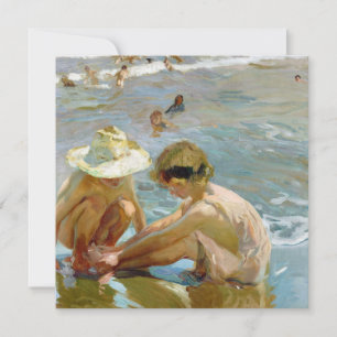 Het gewonde voet schilderij van Joaquin Sorolla Feestdagenkaart