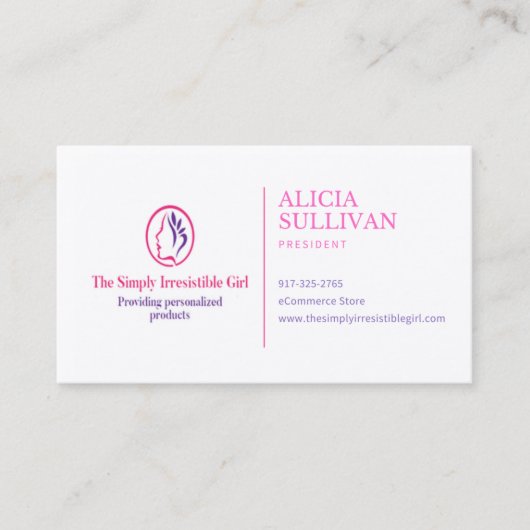 Het gewoon onweerstaanbare meisje  visitekaartje (Voorkant)