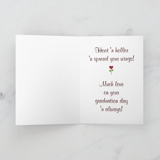 Het gezellige Afstudeerder van de Uil - Rood Hart Kaart (Binnen)