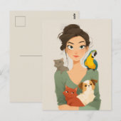 Het gezellige portret van Pet Lover Briefkaart (Voorkant / Achterkant)