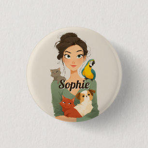 Het gezellige portret van Pet Lover Ronde Button 3,2 Cm