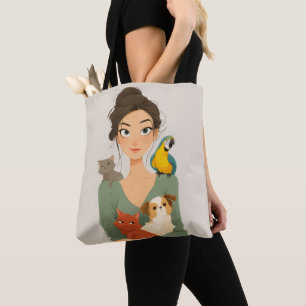 Het gezellige portret van Pet Lover Tote Bag