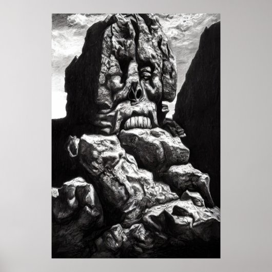 Het gezicht in de berg | AI Art Poster (Voorkant)