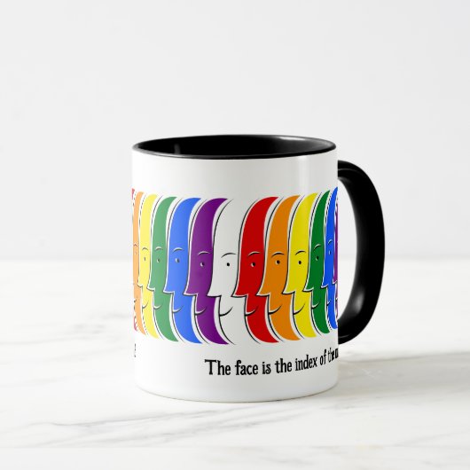 Het gezicht is de index van de geest mok (Voorkant rechts)