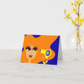 Het Gezicht Notecard van het pop-art Kaart (Gele Bloem)