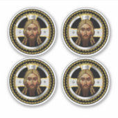 Het gezicht van Christ Orthodox Black Icon Sticker (Voorkant)