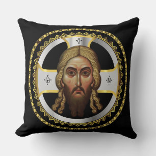 Het gezicht van Christus orthodox zwart icoon Kussen