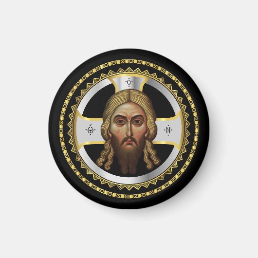Het gezicht van Christus orthodox zwart icoon Magneet (Voorkant)